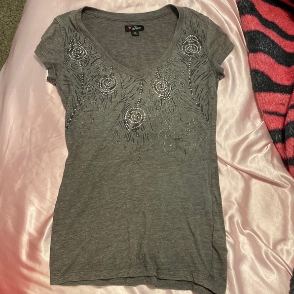 Guess Grey Rhinestone T shirt - Picture 2 of 3